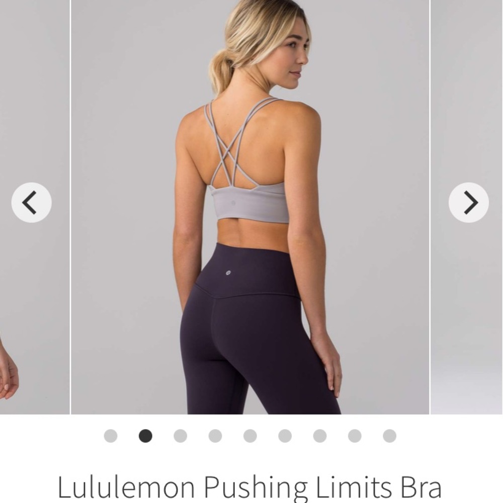 lululemon athletica Strappy Sports Bra in Light Gray and Deep Plum - Picture 2 of 7